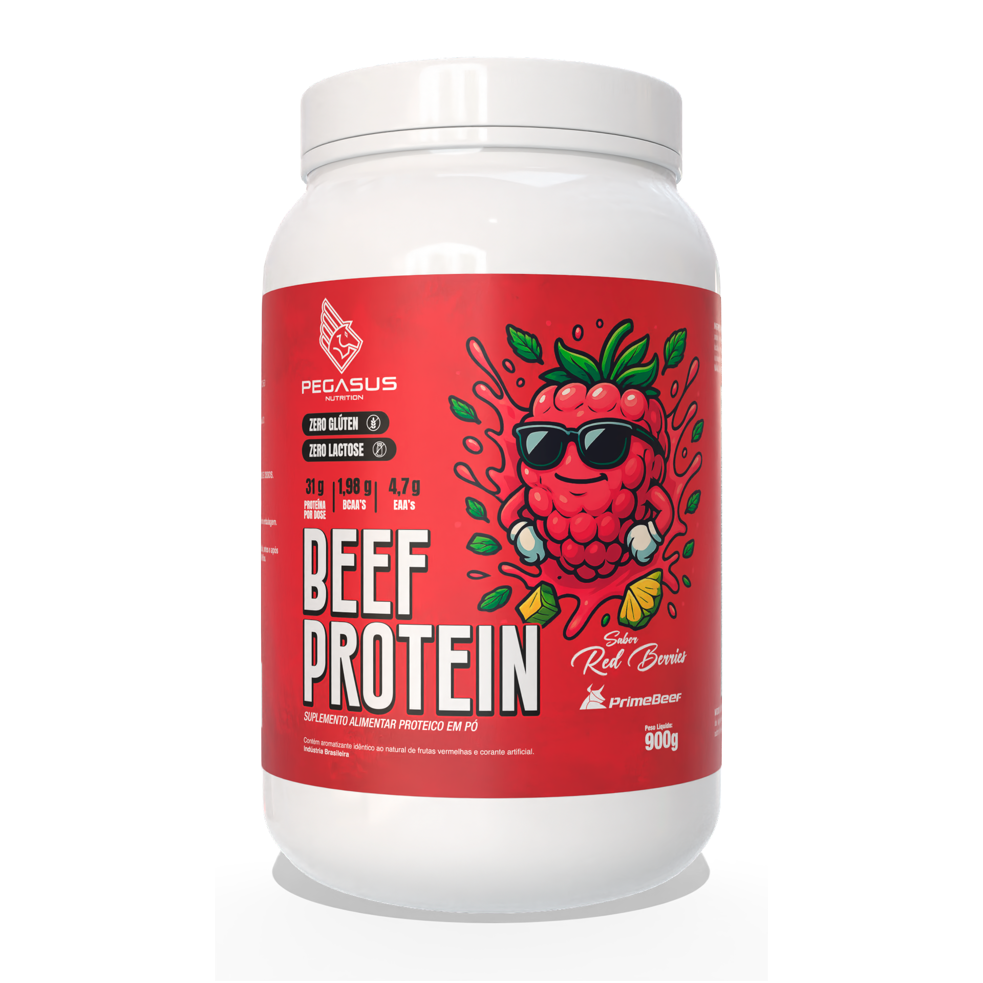 Beef Protein – Proteína de Carne Hidrolisada Pegasus Nutrition 900g (Frutas Vermelhas)