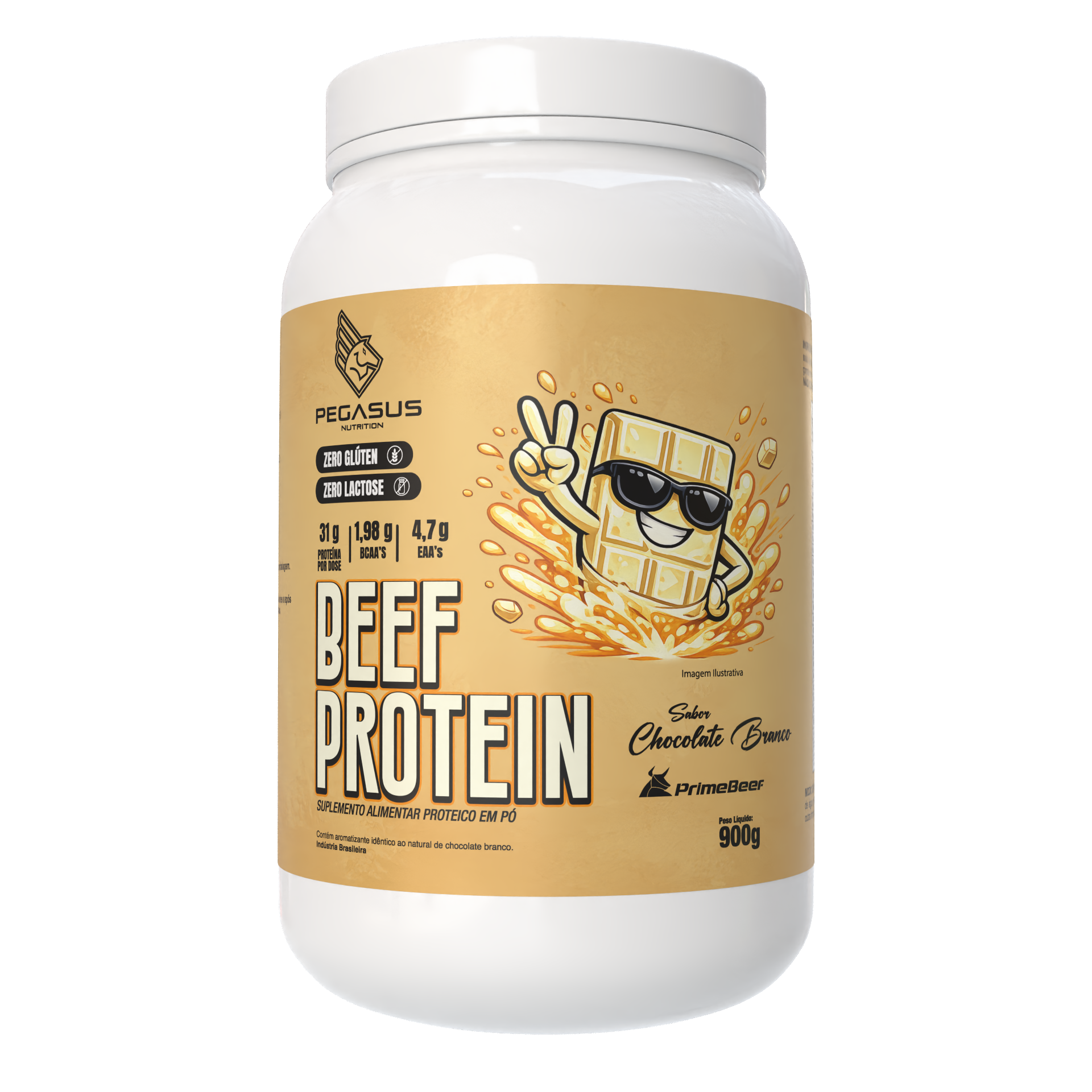 Beef Protein – Proteína de Carne Hidrolisada Pegasus Nutrition 900g - CHOCOLATE BRANCO - Imagem 2